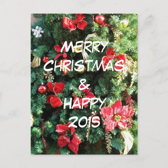 Decorated Christmas Tree Holiday Postcard (Front)