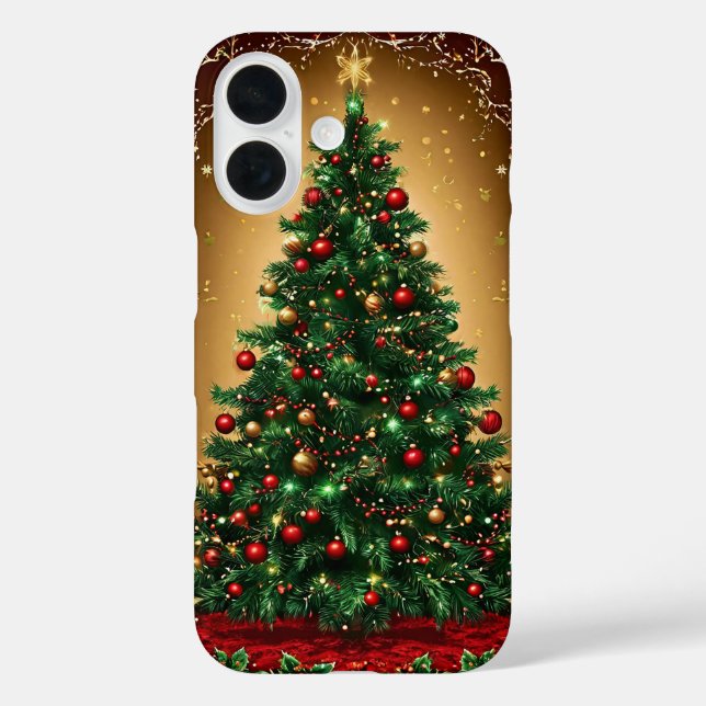 Decorated Christmas Tree in a Winter Scene Case-Mate iPhone Case (Back)