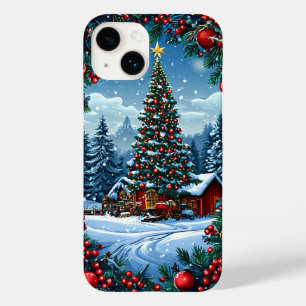 Decorated Christmas Tree in Snowy Landscape Case-Mate iPhone 14 Case