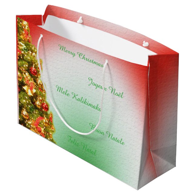 Decorated Christmas tree Large Gift Bag (Back Angled)