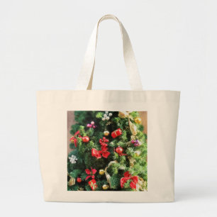 Decorated Christmas Tree Large Tote Bag