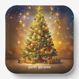 Decorated Christmas Tree Paper Plate