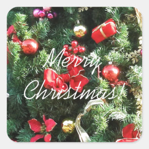 Decorated Christmas Tree Square Sticker