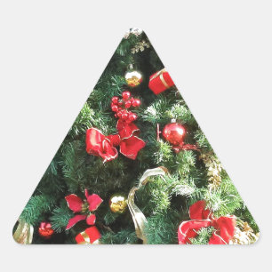 Decorated Christmas Tree Triangle Sticker