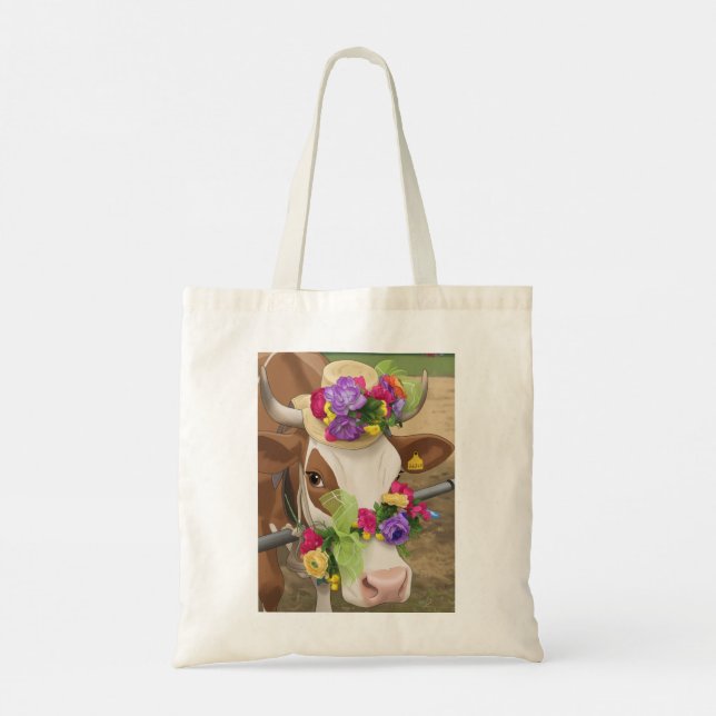 Decorated cow tote bag (Back)
