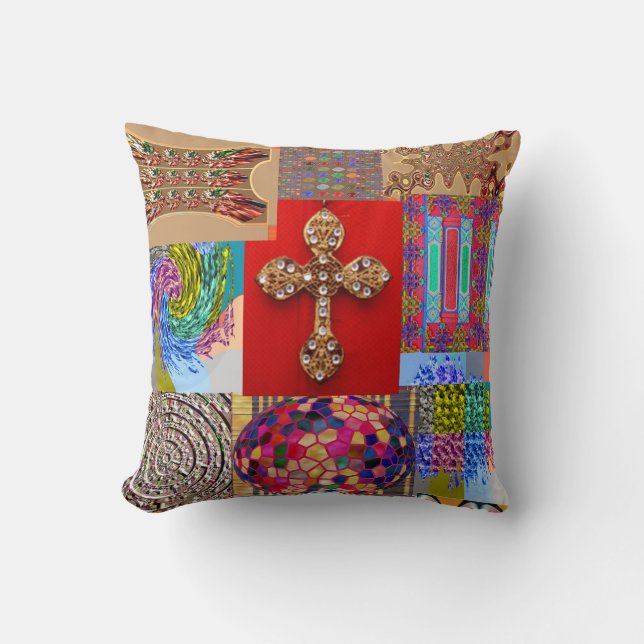 Decorated CROSS with Miniature Art Collection Cushion (Front)