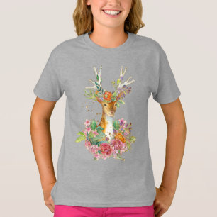 decorated deer wreath design graphic gold glitter T-Shirt
