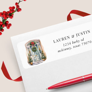 Decorated Door Holiday Return Address Label