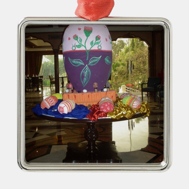 Decorated Easter Egg Art Print Metal Tree Decoration (Front)