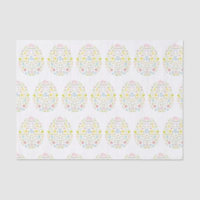 Decorated Easter Egg Floral Foliage Bunny Tissue Paper (Front)
