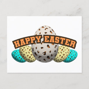 decorated easter egg leopard patterned postcard