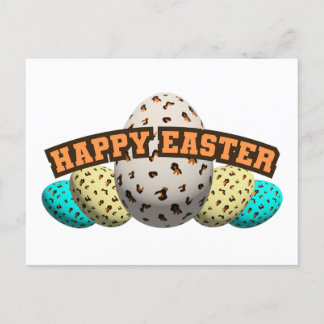 decorated easter egg leopard patterned postcard