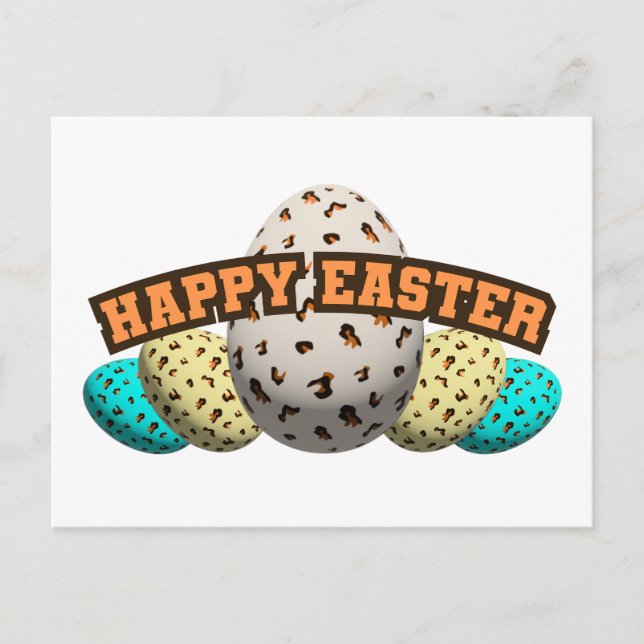 decorated easter egg leopard patterned postcard (Front)
