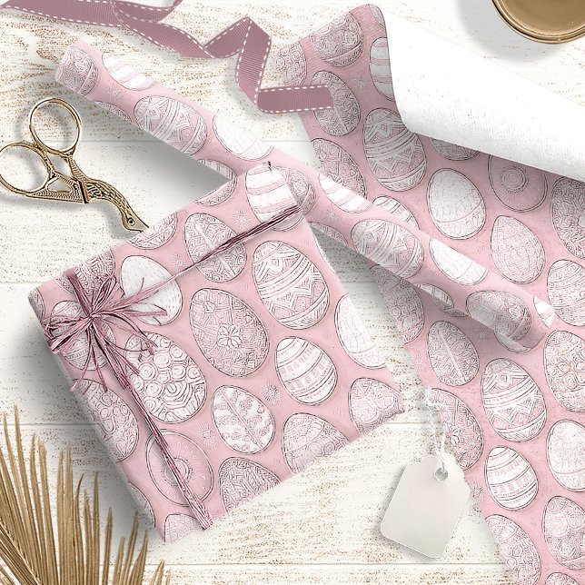 Decorated Easter Eggs Pattern Pink ID1096 Wrapping Paper (Creator Uploaded)