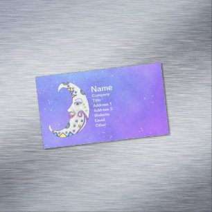 Decorated Fantasy Moon Blue Eyes Pink Lips Sky Magnetic Business Card