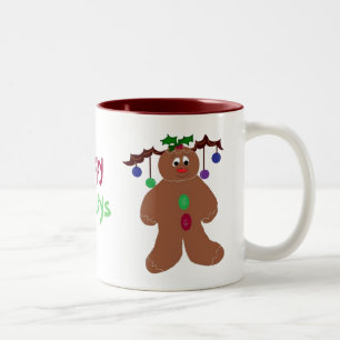 Decorated Gingerbread Man Two-Tone Coffee Mug