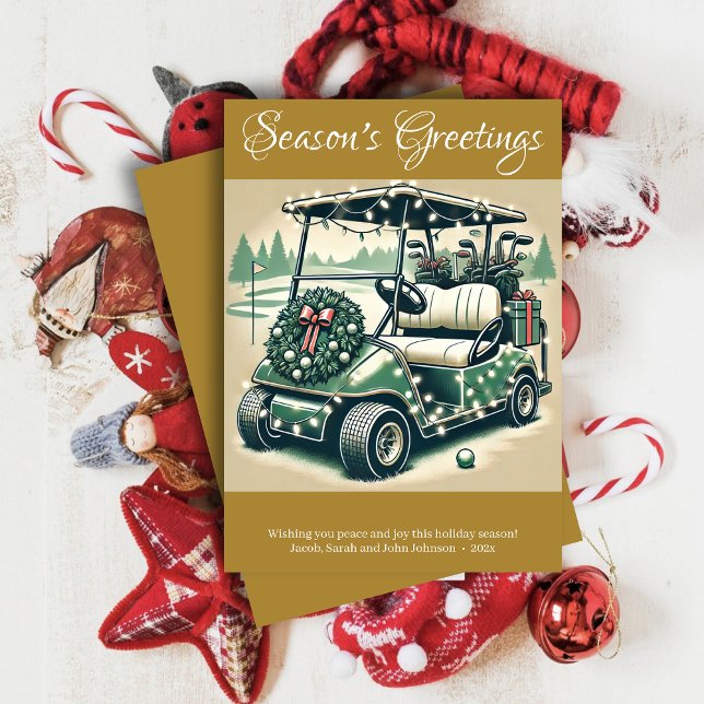 Decorated Golf Cart • Gold Holiday Card (Creator Uploaded)