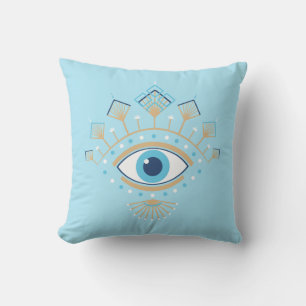 Decorated Greek Evil Eye Turkish Protection Symbol Cushion