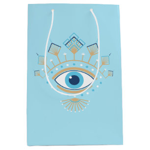 Decorated Greek Evil Eye Turkish Protection Symbol Medium Gift Bag