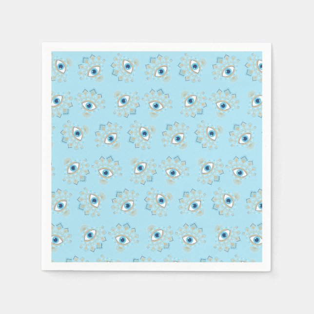 Decorated Greek Evil Eye Turkish Protection Symbol Napkin (Front)