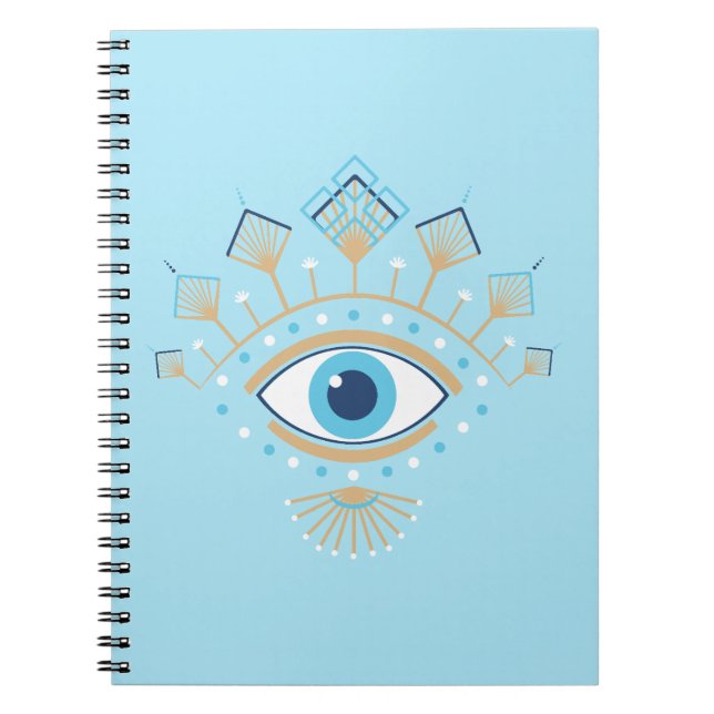 Decorated Greek Evil Eye Turkish Protection Symbol Notebook (Front)