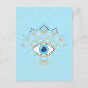 Decorated Greek Evil Eye Turkish Protection Symbol Postcard