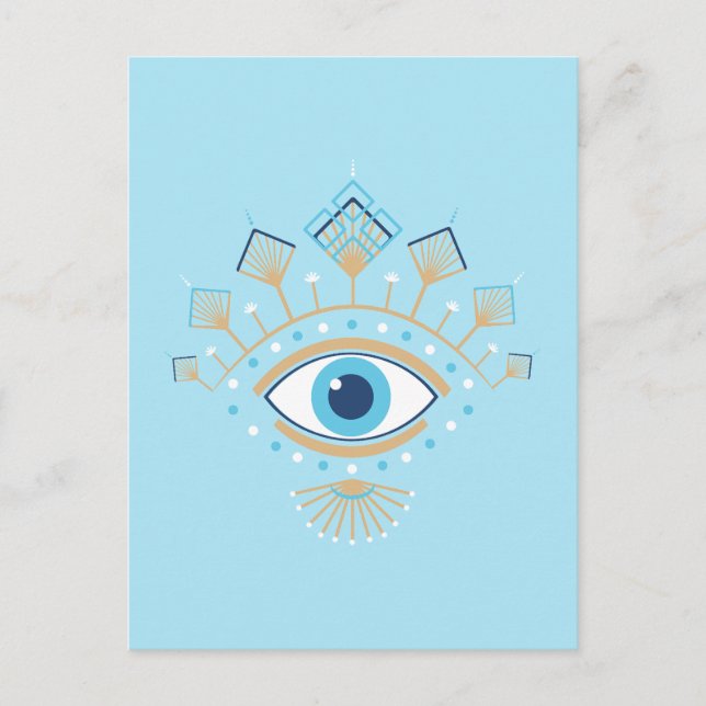 Decorated Greek Evil Eye Turkish Protection Symbol Postcard (Front)