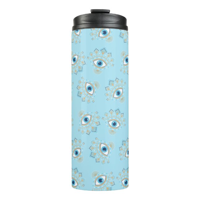 Decorated Greek Evil Eye Turkish Protection Symbol Thermal Tumbler (Front)