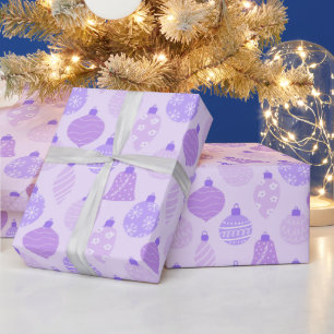 Decorated Holiday Ornaments Purple Christmas Wrapping Paper