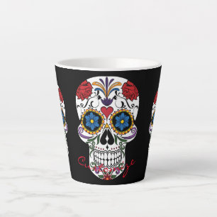 Decorated Human Skull Art Thunder_Cove Latte Mug