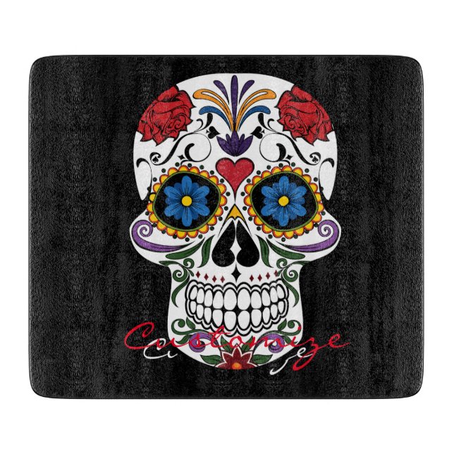 Decorated Human Skulls Art Thunder_Cove Cutting Board (Front)