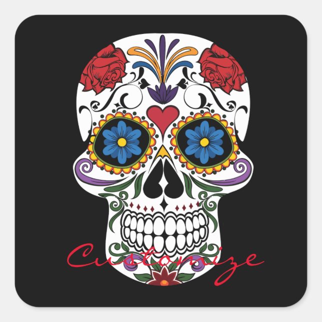 Decorated Human Skulls Art Thunder_Cove Square Sticker (Front)