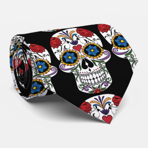 Decorated Human Skulls Art Thunder_Cove Tie