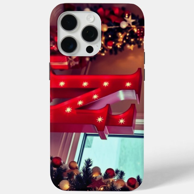 Decorated initial with Christmas trees Case-Mate iPhone Case (Back)