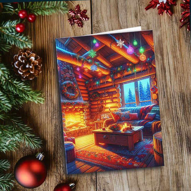 Decorated Log Cabin on Christmas Eve Card (Creator Uploaded)