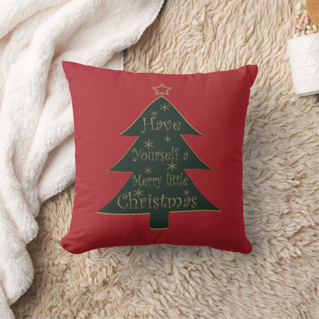 Decorated Merry Christmas Tree Cushion (Blanket)