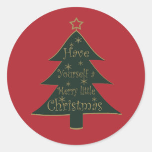 Decorated Modern Farm Fresh Christmas Pine Trees Classic Round Sticker