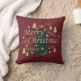 Decorated Modern Farm Fresh Christmas Pine Trees Cushion