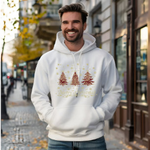 Decorated modern Merry Christmas pine trees Hoodie