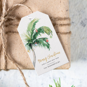 Decorated Palm Tree Christmas Holidays Family Gift Tags