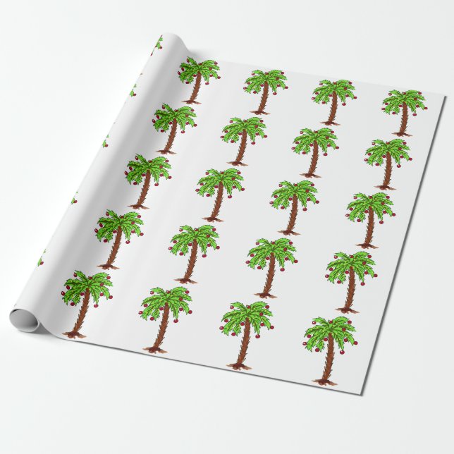 Decorated Palm Tree Wrapping Paper (Unrolled)