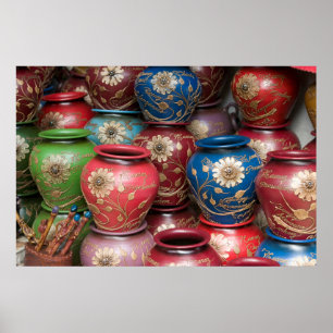 Decorated Pots, Huaraz, Cordillera Blanca Poster