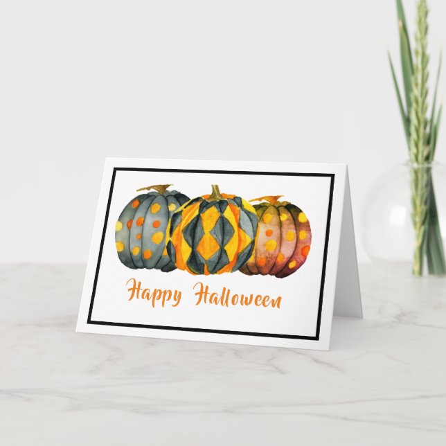 Decorated Pumpkins Halloween Customisable   Card (Front)