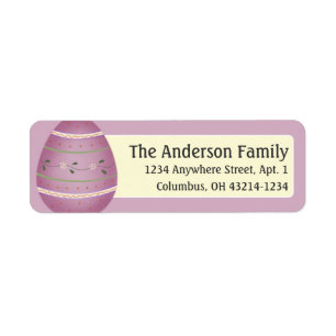 Decorated Purple Easter Egg d8 Address Labels