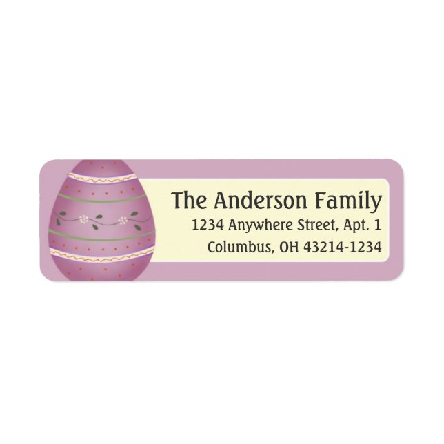 Decorated Purple Easter Egg d8 Address Labels (Front)
