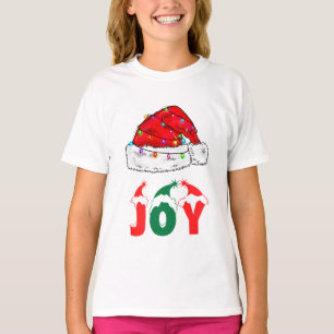 Decorated Red Santa Hat and JOY Text T-Shirt