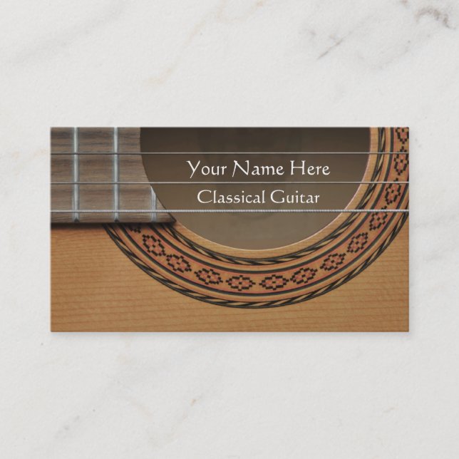 Decorated rosette of a classical guitar business card (Front)