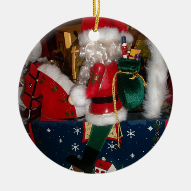 Decorated Santa Claus Christmas Art Print/Design Ceramic Tree Decoration (Front)