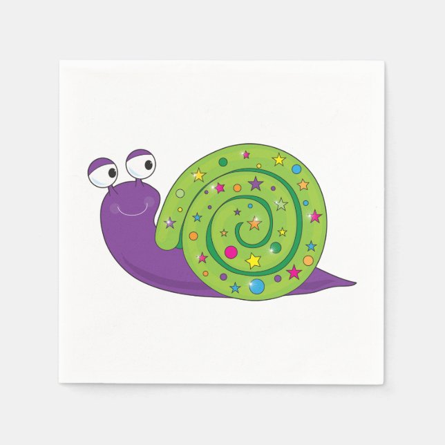 Decorated Snail Paper Napkins (Front)