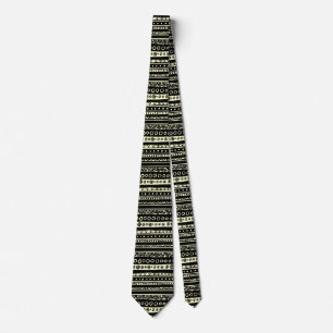 Decorated Stripes - Pale Yellow - (Lrg Pat) Tie